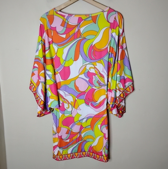 Boston Proper Sunset Waves Swim Cover-Up Dress Size XS Dolman Sleeve Colorful - Picture 8 of 11